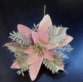 Crăciuniță roz pudrat cu glitter auriu – set 24 bucăți